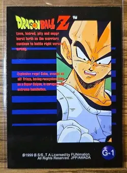DBZ G-1 Super Saiyan Goku JPP/AMADA Funimation Card 1999 Dragon Ball Z FOIL - Image 2
