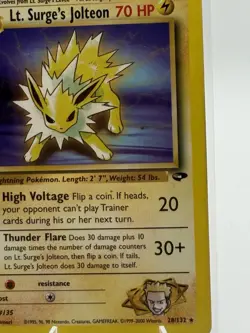 Pokemon Lt. Surge's Jolteon 70 HP Rare Gym Challenge 28/132 Wizards English - Image 2