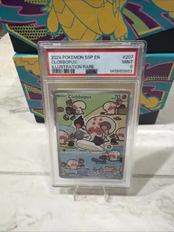 Pokemon Clobbopus 2024 Surging Sparks Illustration Rare 207/191 PSA MINT 9 - Image 1