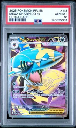 2025 POKEMON PFL EN-PHANTASMAL FLAMES #113 MEGA SHARPEDO ex PSA 10 (331 - Image 1