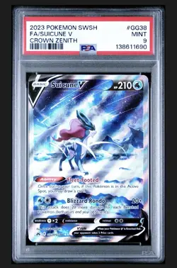 2023 POKEMON SWORD AND SHIELD CROWN ZENITH GG38 FULL ART SUICUNE V PSA 9 - Image 1