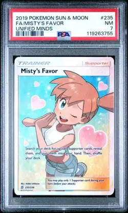 PSA 7 - 2019 Pokemon Sun & Moon Unified Minds MISTY'S FAVOR #235 (3755) - Image 1