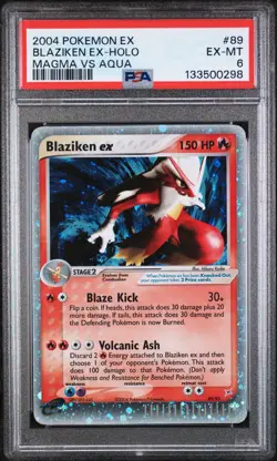 2004 POKEMON EX TEAM MAGMA VS TEAM AQUA #89 BLAZIKEN EX-HOLO PSA 6 E reader - Image 1