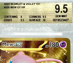Pokemon Mew ex 205/165 SV 151 Hyper Rare Gold Label Beckett BGS 9.5 Gem Mint - Image 3