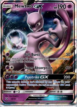 Pokemon TCG Mewtwo-GX 39/73 Shining Legends Holo D - Image 1