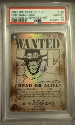 PSA 10 Ace OP13-119 SP Alt Art SEC Wanted Carrying on His Will One Piece Card JP - Image 1