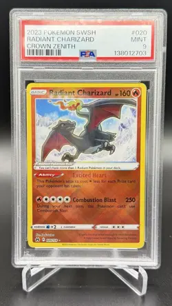 Pokemon TCG Radiant Charizard Crown Zenith Card #020/159 PSA 9 Mint Condition - Image 1