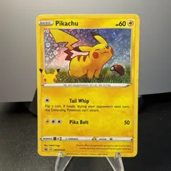 Pikachu SWSH039 Holo Pokemon Card 2020 25th Anniversary General Mills Promo LP - Image 1