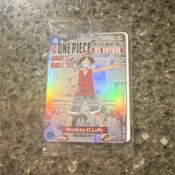 One Piece CCG Monkey D. Luffy US Voyage Promo Holo Card P-1000 5000 Power 2025 - Image 1