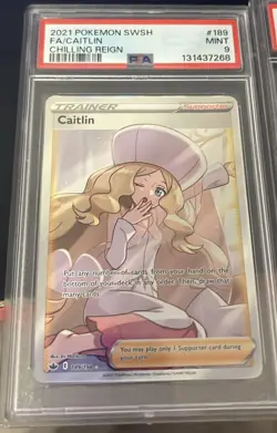 Pokemon TCG Caitlin Trainer Holo Full Art Card Chilling Reign PSA 9 - Image 1