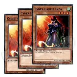 Yugioh - Cyber Harpie Lady x 3 - 1st Edition NM - Plus Free Holographic Card - Image 1