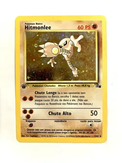 Hitmonlee 7/62 1st Edition Fossil Rare Holo Pokemon TCG Card LP - Image 1