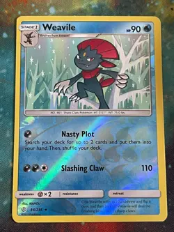 POKEMON WEAVILE 44/236 RARE REVERSE HOLOFOIL COSMIC ECLIPSE NM CARD - Image 1