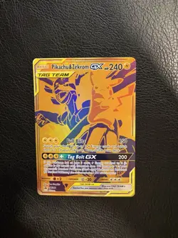 Requested Card Pikachu and Zekrom GX Tag Team Gold Full Art Promo Card SM248 - Image 1