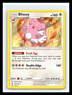 💥 Pokemon TCG Blissey Sun & Moon: Guardians Rising 102/145 Holo Rare - Image 1