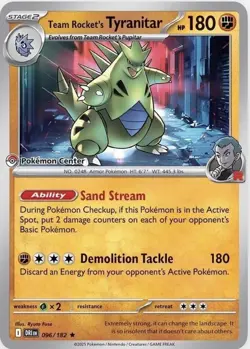 The Pokemon Company Team Rocket's Tyranitar Exclusive Rare Card 096/182 Stage 2 - Image 1