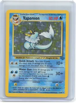 1999 Pokemon—Vaporeon #12/64 Jungle—Holo Rare Holo (Damaged) - Image 1