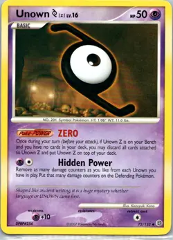 Pokemon TCG Unown Z 72/132 Secret Wonders LP - Image 1