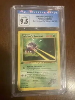 Sabrina's Venonat 96/132 1st Edition Pokemon Gym Heroes CGC 9.5 Mint+ - Image 1