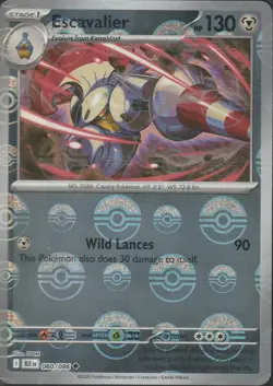 Pokemon TCG Escavalier 060/086 Black Bolt Poke Ball Pattern Holo Rare Near Mint - Image 1
