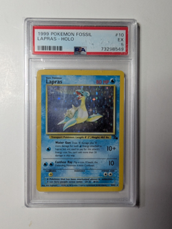 Pokemon TCG Lapras Fossil Holo 10/62 PSA 5 - Image 1