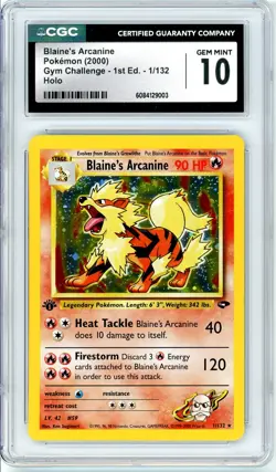 Pokemon Blaine's Arcanine GYM Challenge 1st Edition #1 CGC 10 Gem Mint - Image 1