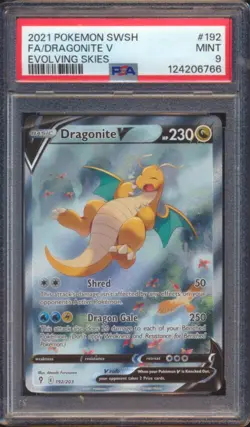 2021 POKEMON EVOLVING SKIES DRAGONITE V FULL ART #192 PSA 9! - Image 1