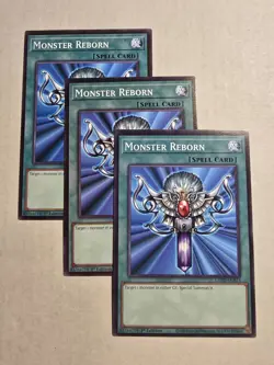 Yugioh! 3x Monster Reborn L5DD-ENA15 Common 1st Ed NM - Image 1