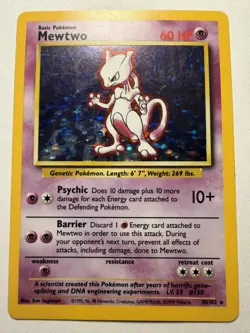 Mewtwo Holo Base Set 1999 Pokemon Card 10/102 Shadow unlimited - Image 1