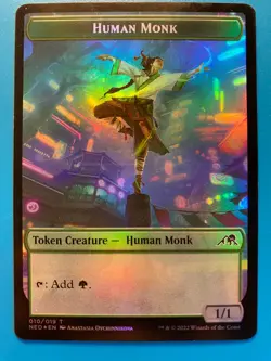 MTG 1x FOIL Human Monk / Samurai Token Kamigawa: Neon Dynasty Magic the x1 NM - Image 1