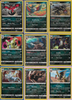 POKEMON 9 CARD REVERSE HOLO DARK LOT WITH YVELTAL - Image 1
