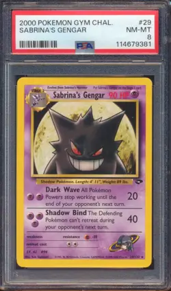 2000 POKEMON GYM CHALLENGE SABRINA'S GENGAR #29 PSA 8! - Image 1