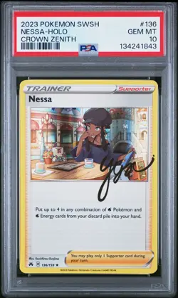 2023 POKEMON SWORD & SHIELD CROWN ZENITH #136 NESSA-HOLO PSA 10 - Image 1