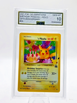 2021 POKEMON CELEBRATIONS CLASSIC COLL #24 BIRTHDAY PIKACHU-HOLO AGS 10 - Image 1