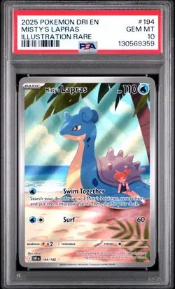 2025 POKEMON DRI EN-DESTINED RIVALS ILLUSTRATION RARE #194 MISTY'S LAPRAS PSA 10 - Image 1
