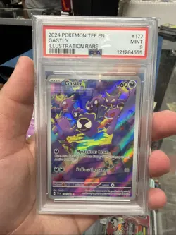 GASTLY 2024 POKEMON TEMPORAL FORCES ILLUSTRATION RARE 177/162 PSA 9 - Image 1