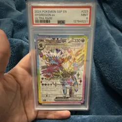 Pokemon Hydreigon ex Ultra Rare Holo Sv08: Surging Sparks 223/191 PSA 9 2024 - Image 1