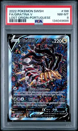2022 POKEMON SWSH LOST ORIGIN PORTUGUESE #186 FULL ART/GIRATINA V PSA 8 - Image 1