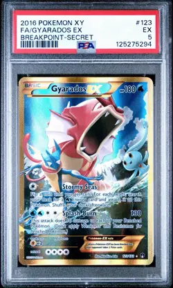 PSA 5 Gyarados EX Secret Rare 123/122 Pokemon XY Breakpoint Gold English 2016 - Image 1
