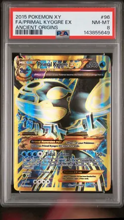 2015 POKEMON XY ANCIENT ORIGINS #96 FULL ART/PRIMAL KYOGRE EX PSA 8 - Image 1