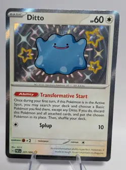 Pokemon TCG English Card PAF Paldean Fates Shining Ditto 201/091 Baby Shiny - Image 1