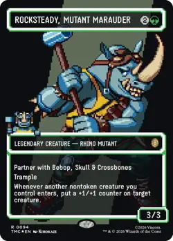 x1 Rocksteady, Mutant Marauder - Surge Foil - Borderless R MTG Commander: Teenag - Image 1