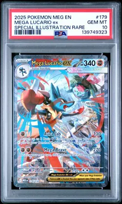 2025 POKEMON MEG EN-SPECIAL ILLUSTRATION RARE #179 MEGA LUCARIO EX PSA 10 - Image 1