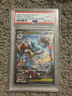 2025 POKEMON MEG EN-SPECIAL ILLUSTRATION RARE #179 MEGA LUCARIO EX PSA 10 - Image 3