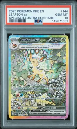 2025 POKEMON PRE EN-PRISMATIC EVOLUTIONS #144 LEAFEON EX PSA 10 - Image 1