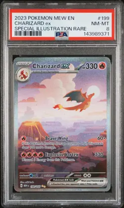 2023 Pokemon Mew En-151 #199 Charizard Ex Special Illustration Rare PSA 8 - Image 1