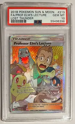 2018 Pokemon Lost Thunder Professor Elm's Lecture #213 Full Art PSA 10 - Image 1