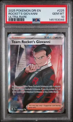 2025 POKEMON DESTINED RIVALS - ULTRA RARE TEAM ROCKET'S GIOVANNI #225 - PSA 10 - Image 1