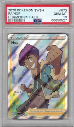 2020 POKEMON SWORD & SHIELD #073 HOP FULL ART CHAMPION'S PATH PSA 10 - Image 1
