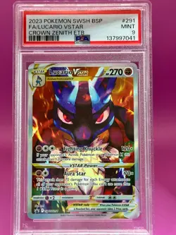 2023 POKEMON SWSH BLACK STAR PROMO #291 FA/LUCARIO VSTAR CROWN ZENITH ETB PSA 9 - Image 2